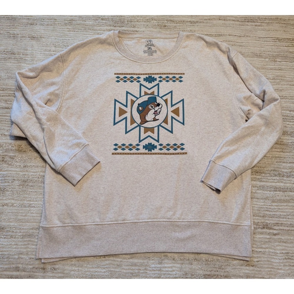 Bucees Sweatshirt Womens Plus Sz 3XL Aztec Fleece Tunic Crew Neck Southwestern